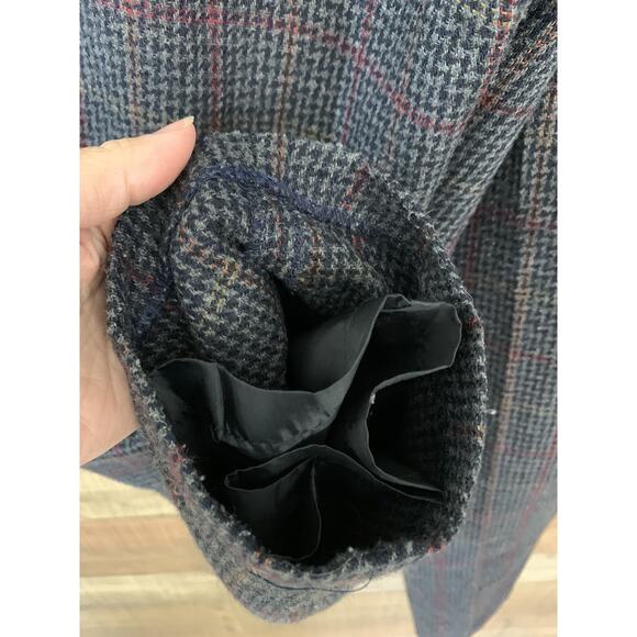 Vintage Wool Blend Herringbone Plaid Lined Pleated Trousers Pants Size 14 Cozy - Picture 7 of 10